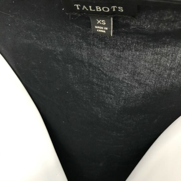 Talbots Women's 3/4 Tie Sleeve Popover Top Tunic Size XS Solid Black 100% Cotton - Picture 4 of 8
